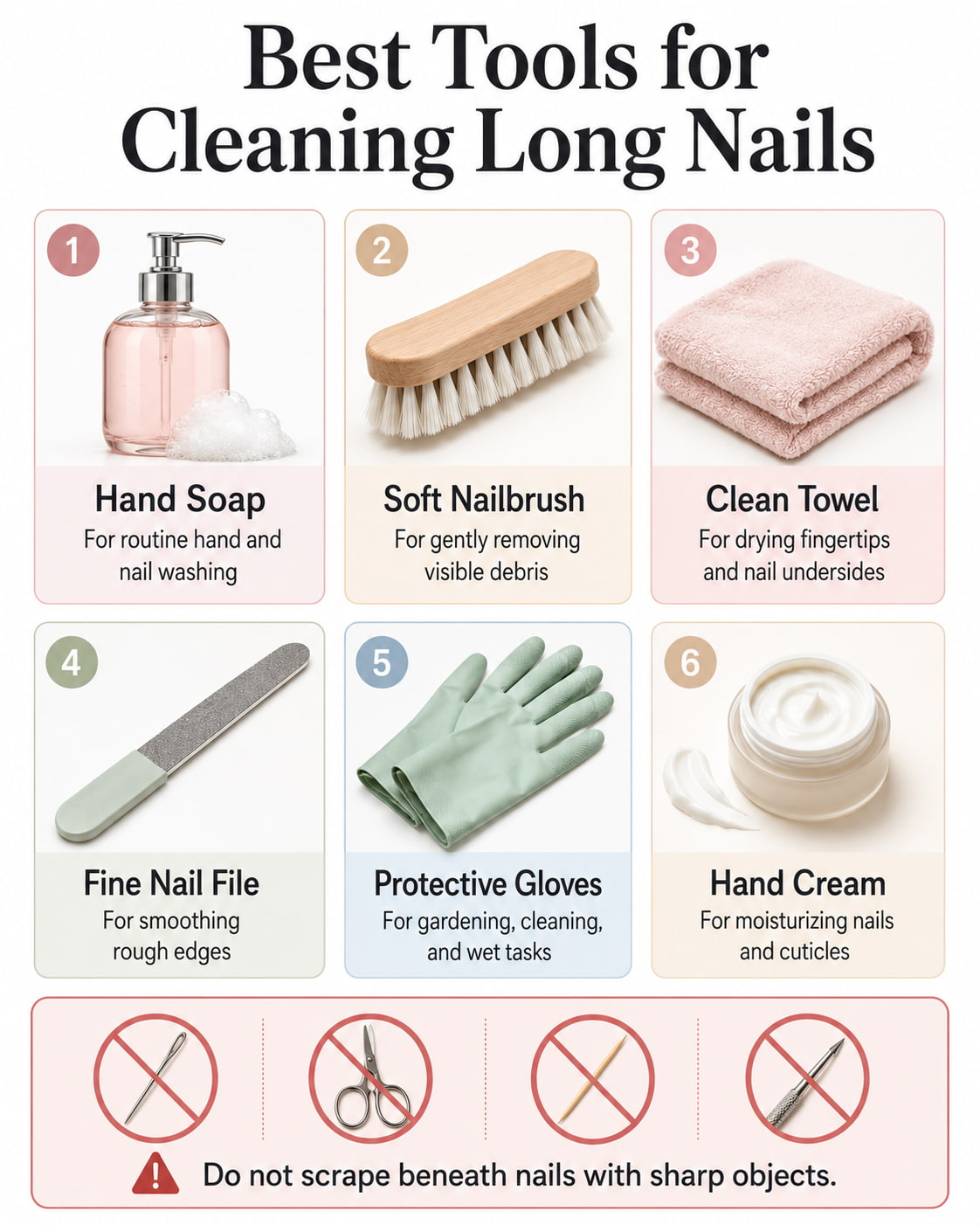 How to Keep Long Nails Clean: A Simple Daily Routine 3 Best Tools for Cleaning Long Nails