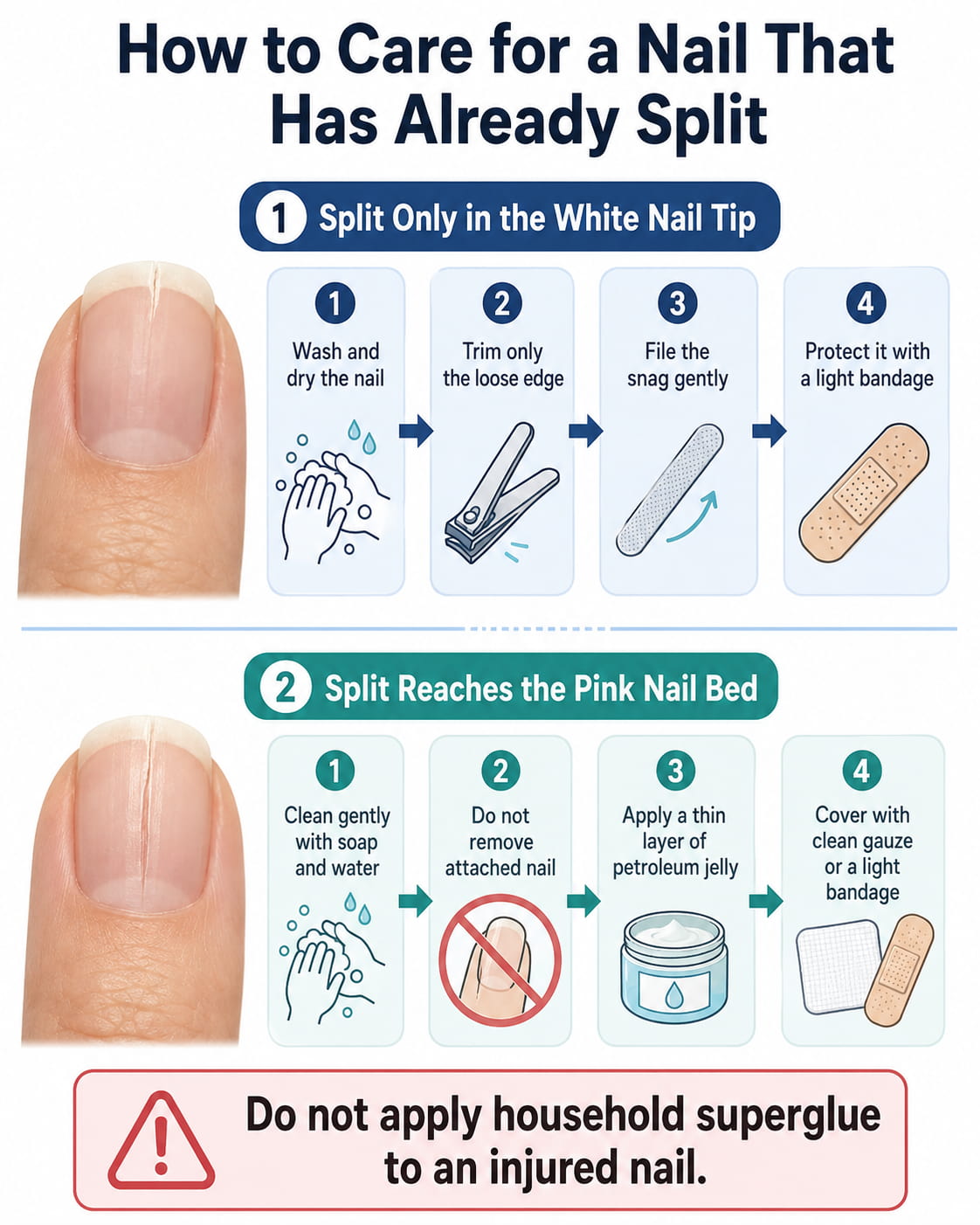 How to Care for a Nail That Has Already Split