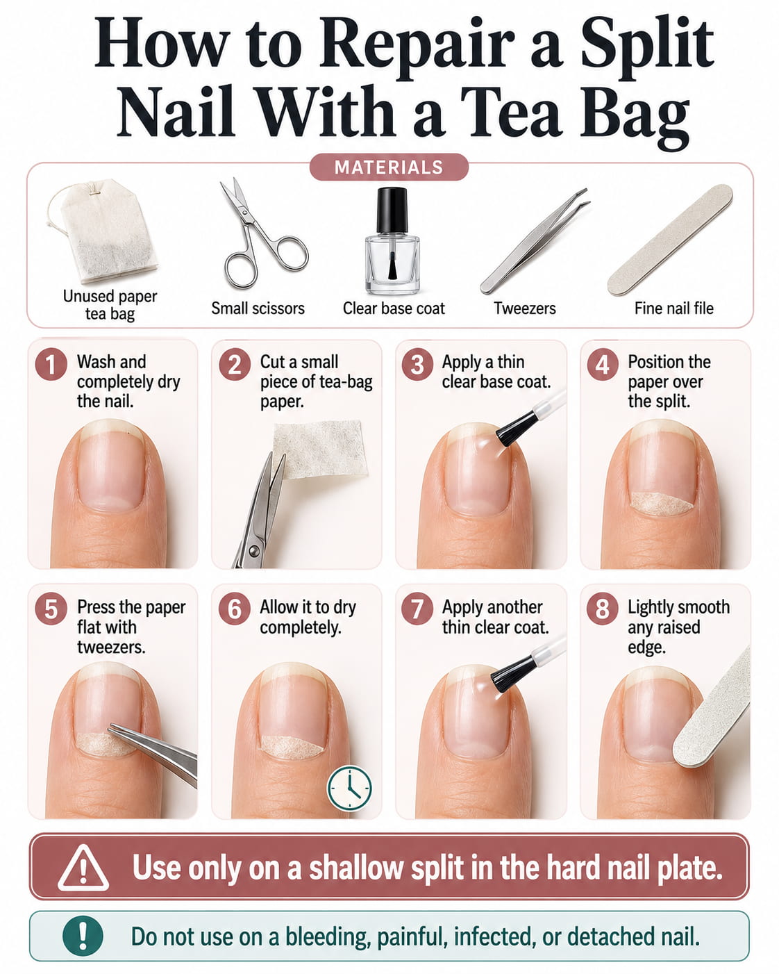 How to Repair a Split Nail With a Tea Bag